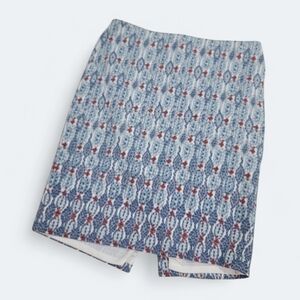 LOFT Blue red Career Knee Length Skirt Size 6